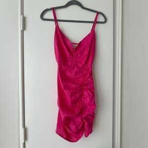 Zara Beaded Linen Mini Dress | XS Bright Pink